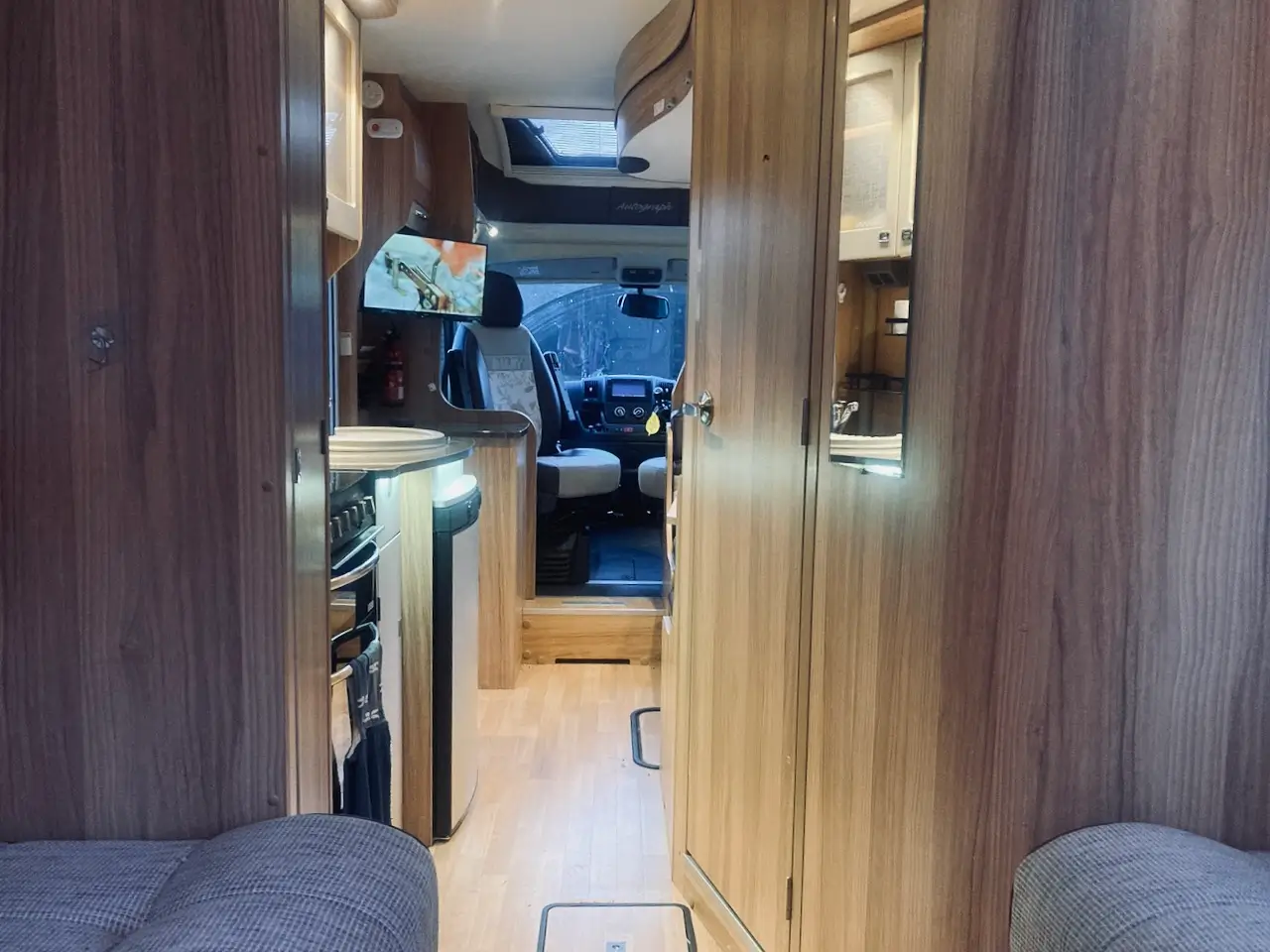 Central aisle through the Bailey motorhome