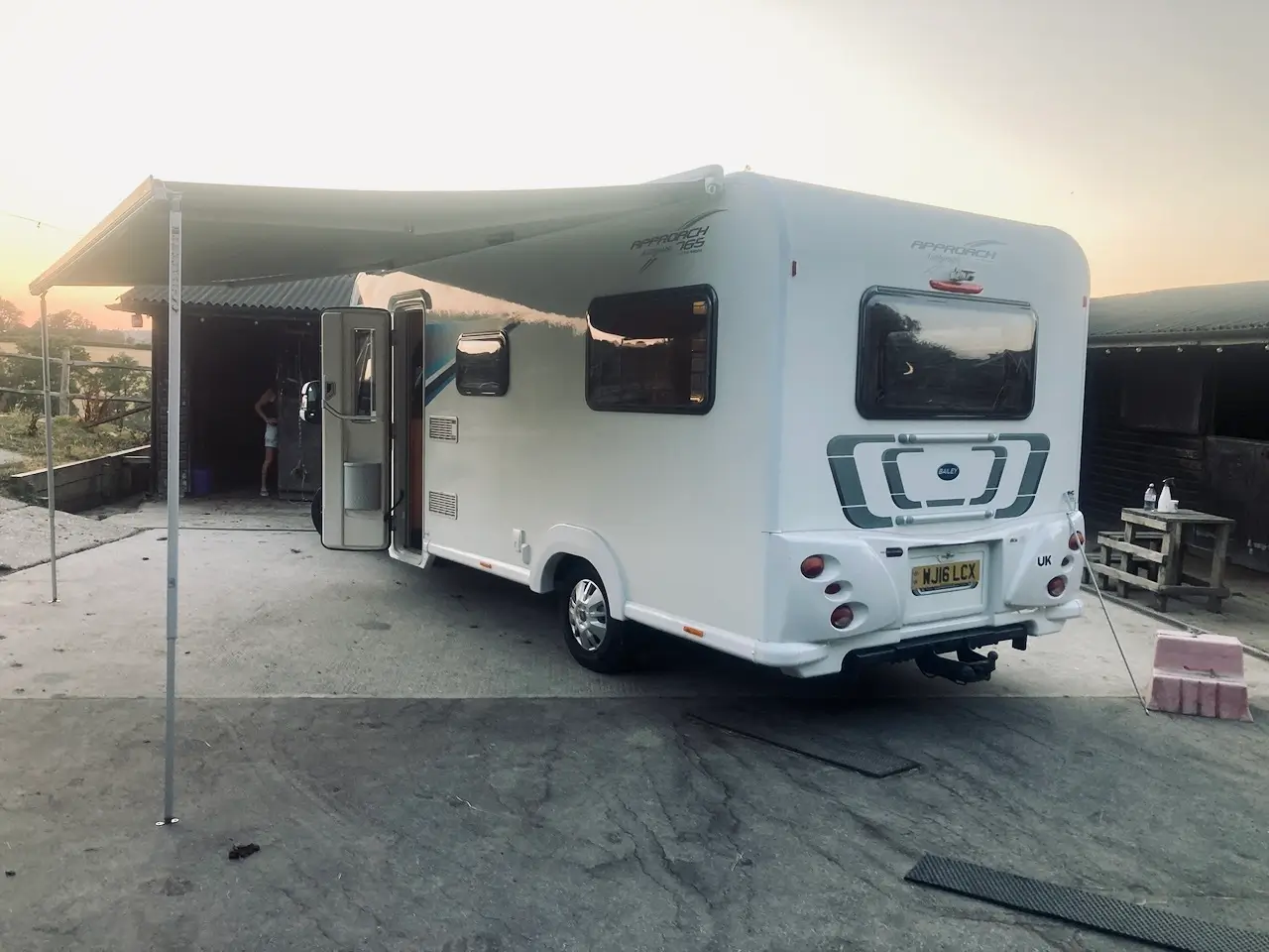 Rear view of the Bailey awning and outdoor space