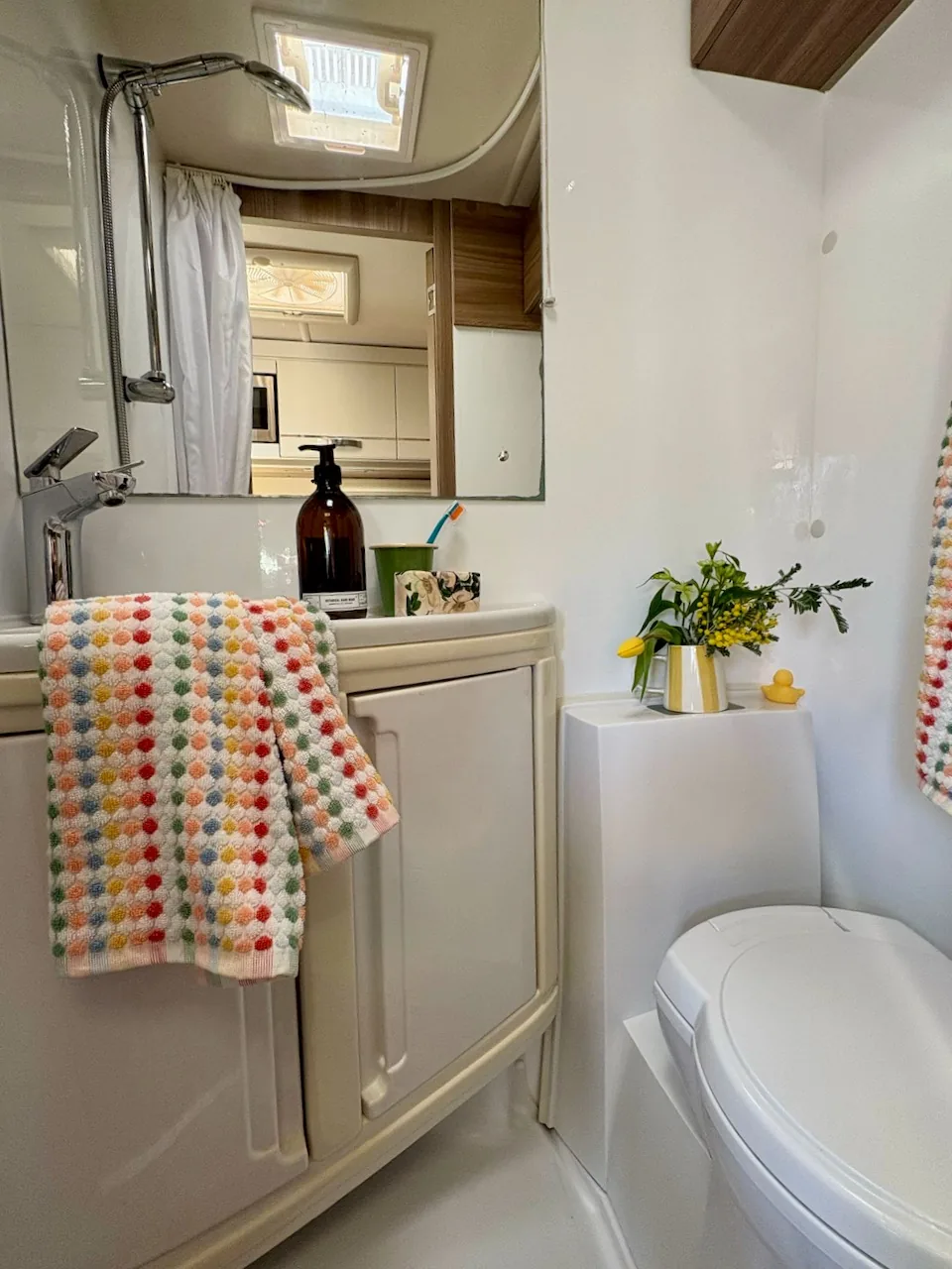 Well-equipped kitchen inside a motorhome